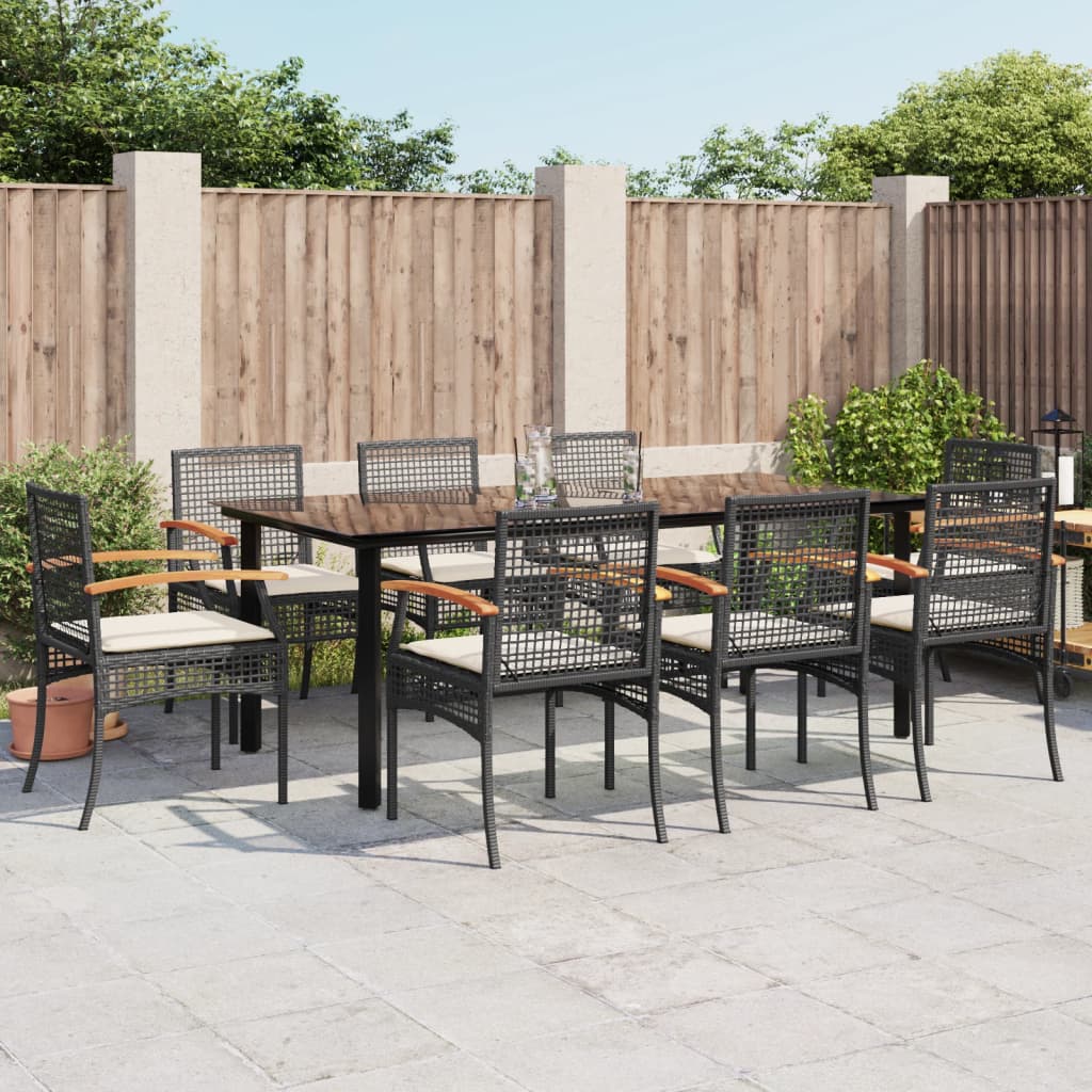 3 Piece Garden Dining Set With Cushions Poly Rattan