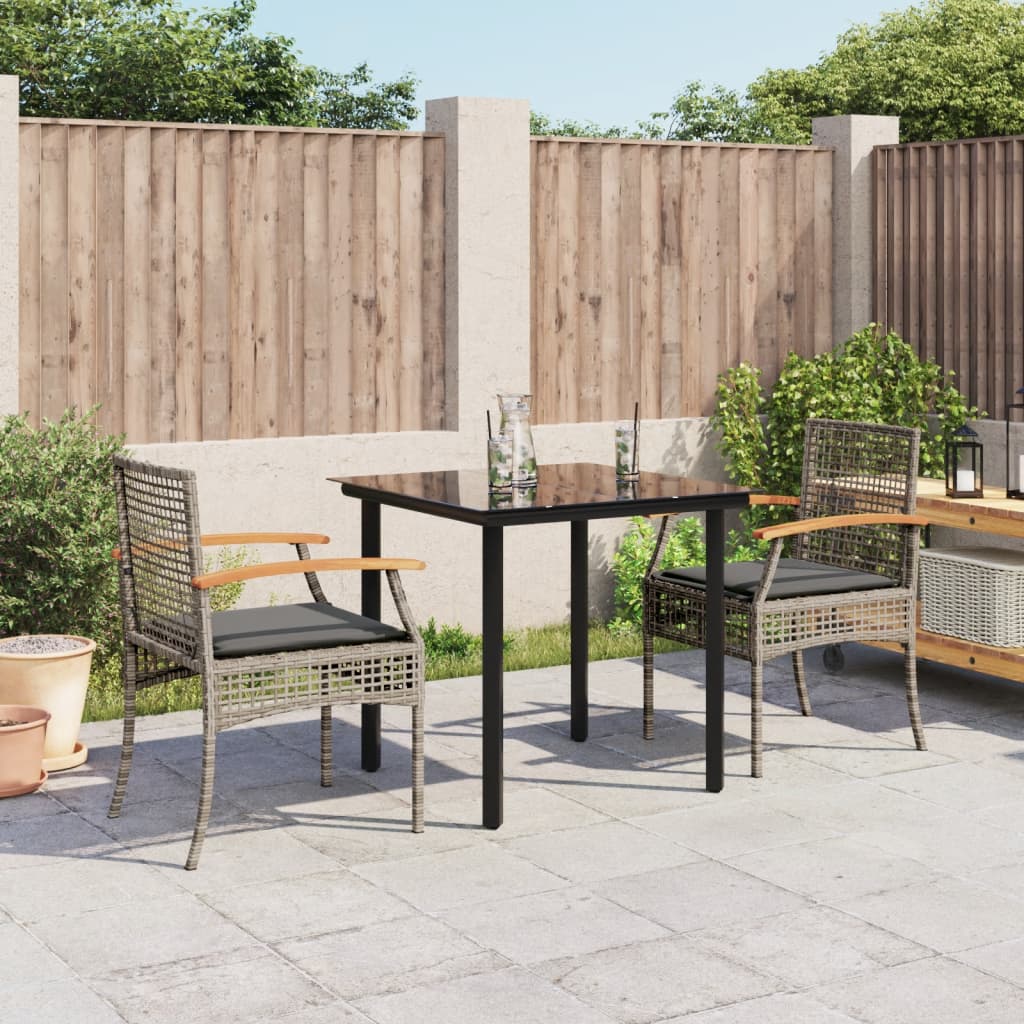 3 Piece Garden Dining Set With Cushions Poly Rattan
