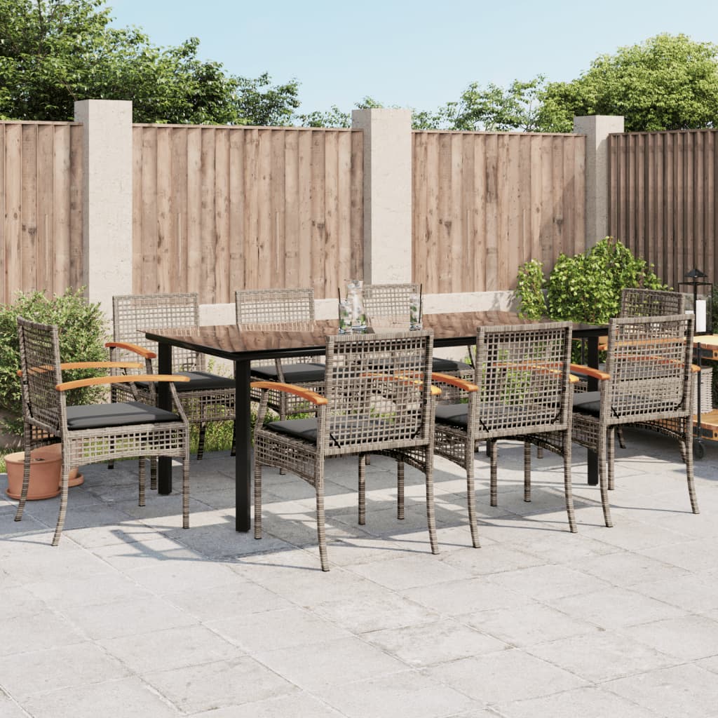 3 Piece Garden Dining Set With Cushions Poly Rattan