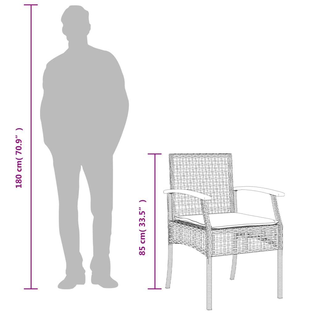 3 Piece Garden Dining Set With Cushions Poly Rattan
