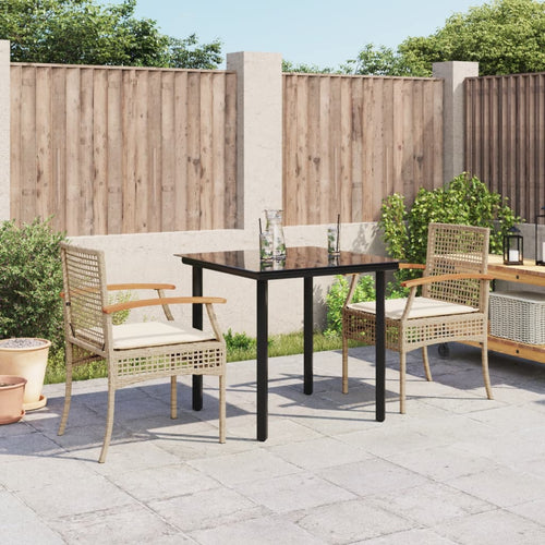 3 Piece Garden Dining Set With Cushions Poly Rattan