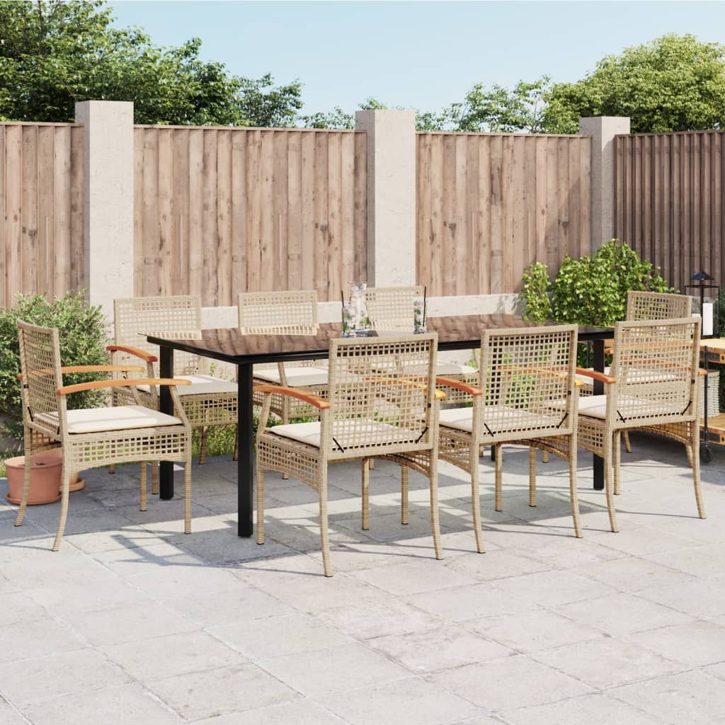 3 Piece Garden Dining Set With Cushions Poly Rattan