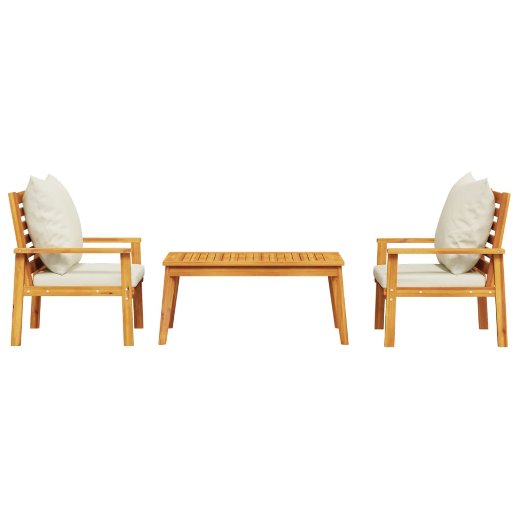3 Piece Garden Lounge Set With Cushions Solid Wood Acacia