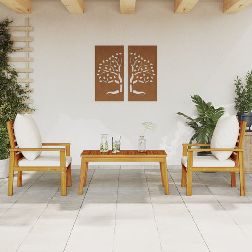 3 Piece Garden Lounge Set With Cushions Solid Wood Acacia
