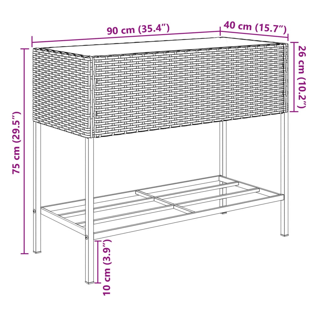 Garden Planters With Shelf 2 Pcs Poly Rattan