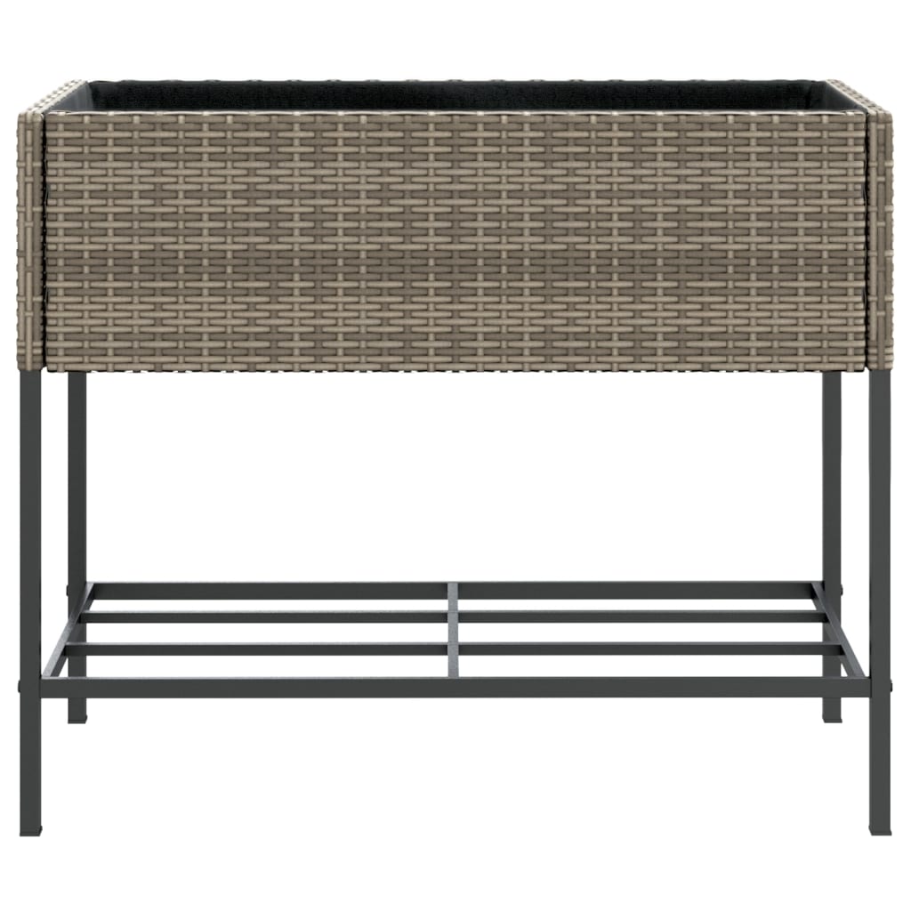 Garden Planters With Shelf 2 Pcs Poly Rattan