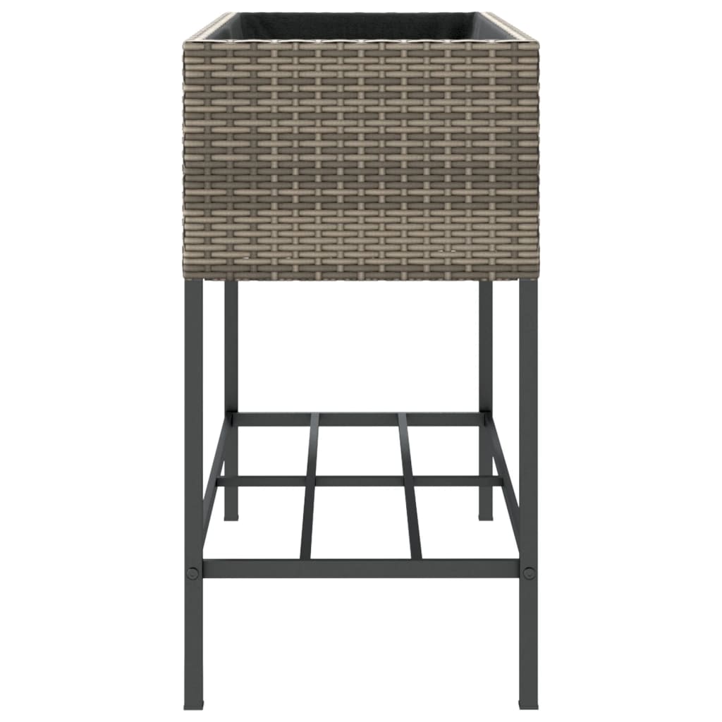 Garden Planters With Shelf 2 Pcs Poly Rattan