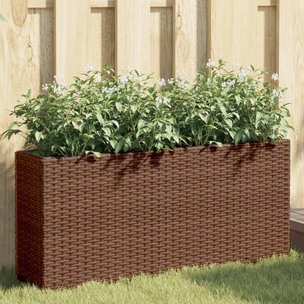 Garden Planters With 2 Pots 2 Pcs 90X20X40 Cm Poly Rattan