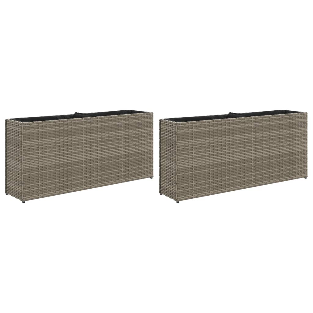 Garden Planters With 2 Pots 2 Pcs 90X20X40 Cm Poly Rattan