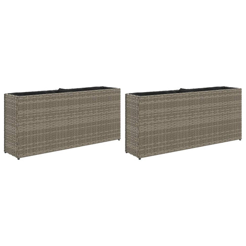 Garden Planters With 2 Pots 2 Pcs 90X20X40 Cm Poly Rattan
