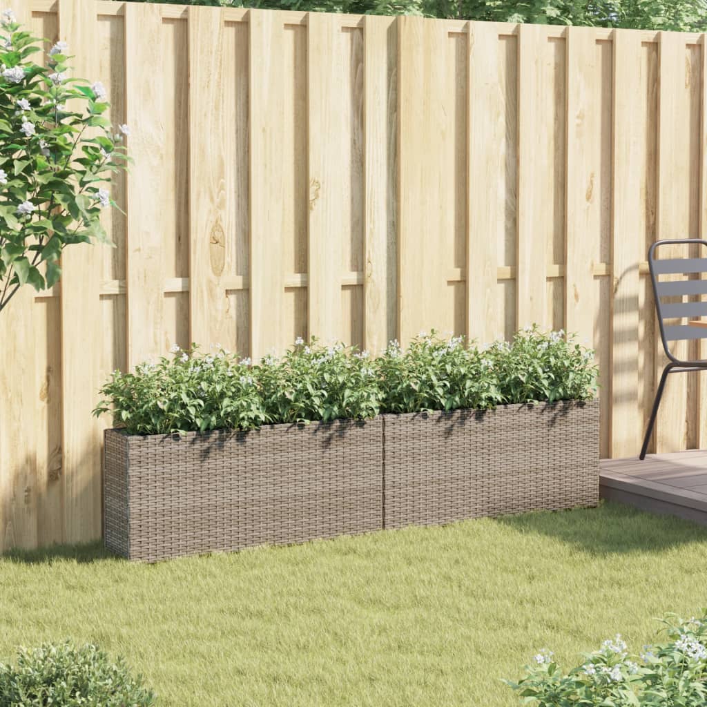 Garden Planters With 2 Pots 2 Pcs 90X20X40 Cm Poly Rattan
