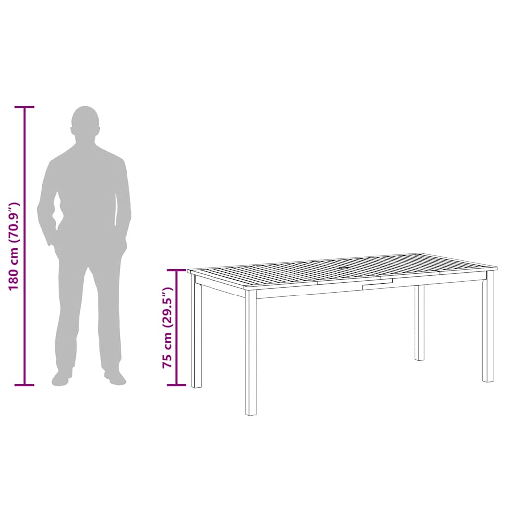 Garden Dining Table Solid Wood Acacia
