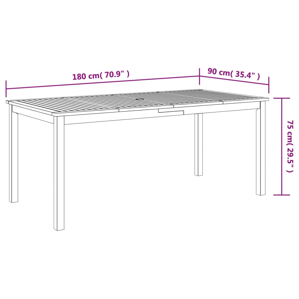 Garden Dining Table Solid Wood Acacia