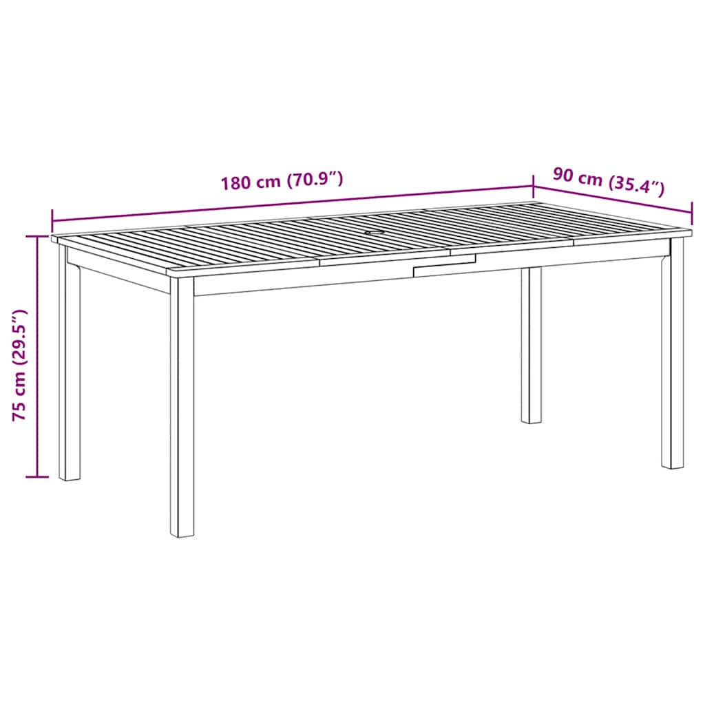 Garden Dining Table Solid Wood Acacia