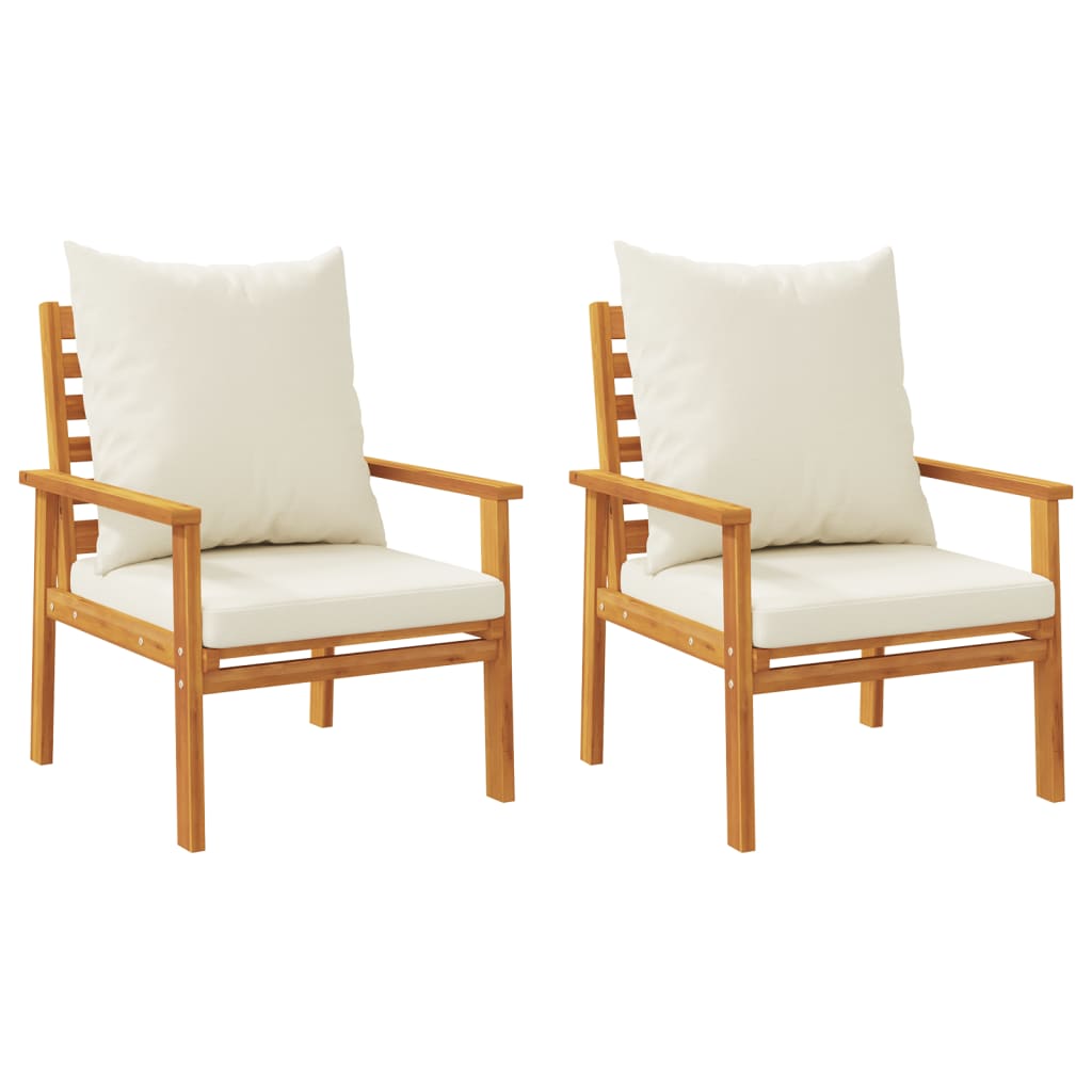 Garden Sofa Chair 2Pcs With Cushion Solid Wood Acacia