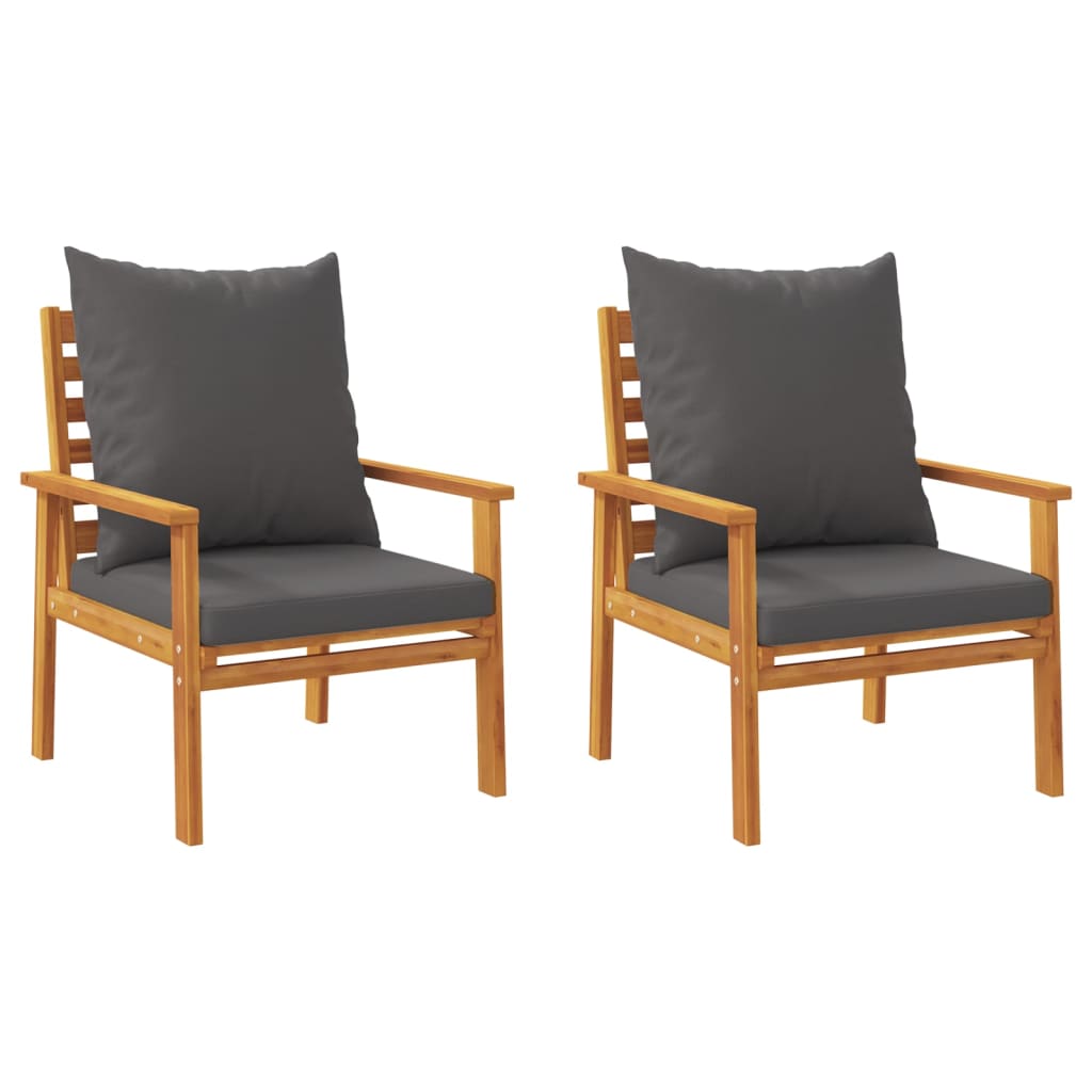 Garden Sofa Chair 2Pcs With Cushion Solid Wood Acacia