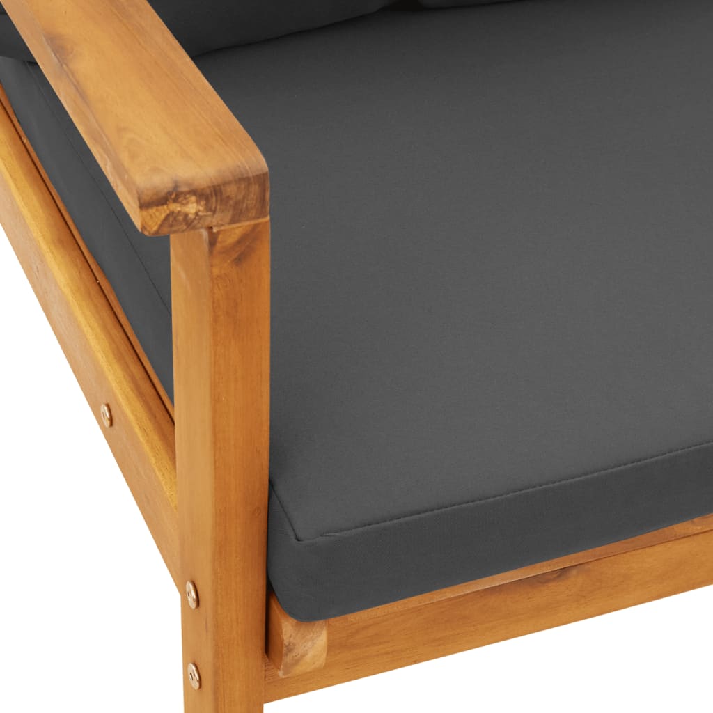 Garden Sofa Chair 2Pcs With Cushion Solid Wood Acacia