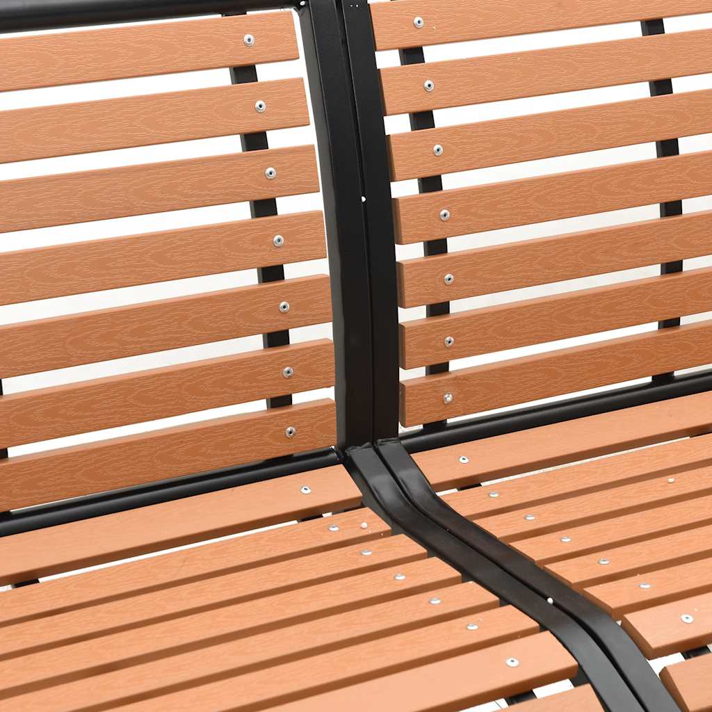 Garden Bench Brown 231 Cm Wood And Powder-Coated Steel