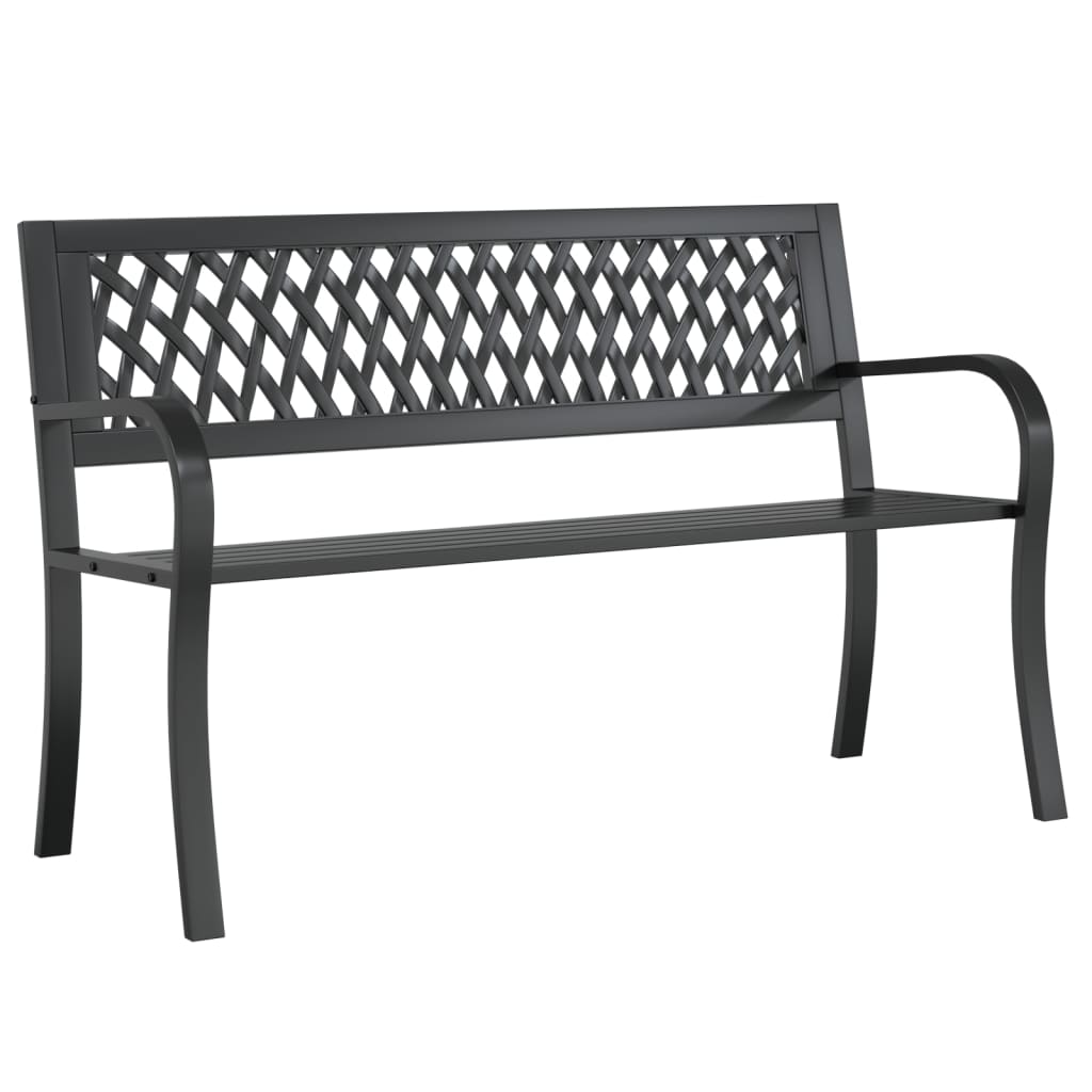Garden Bench Black 120 Cm Steel