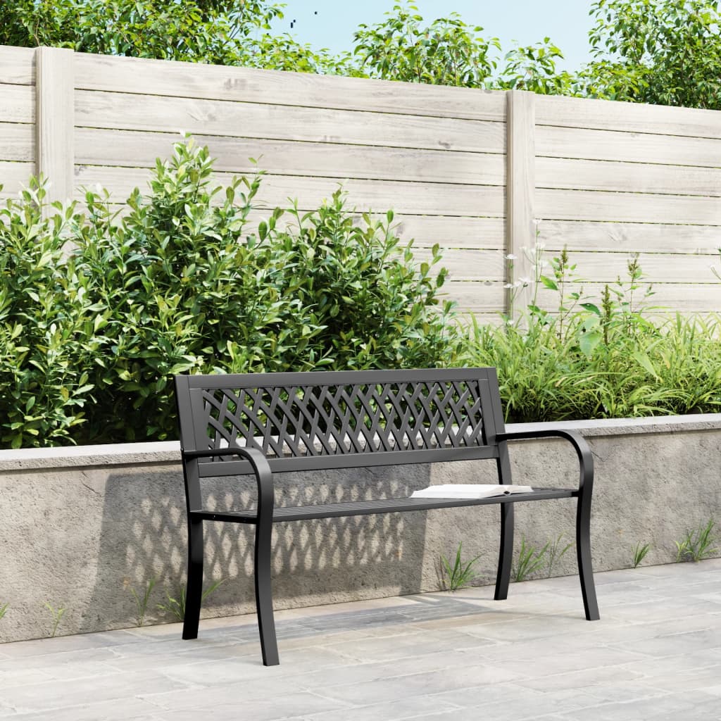 Garden Bench Black 120 Cm Steel