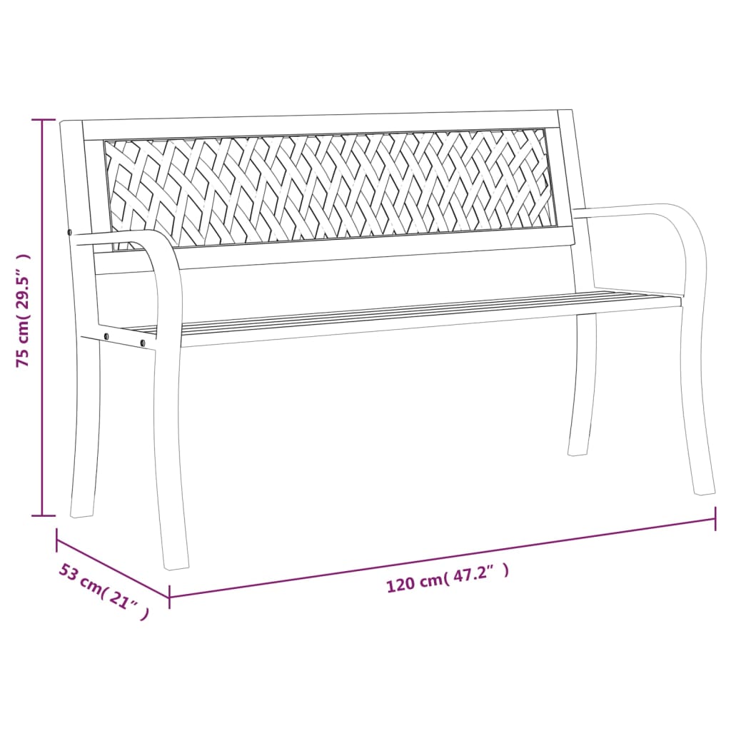 Garden Bench Black 120 Cm Steel