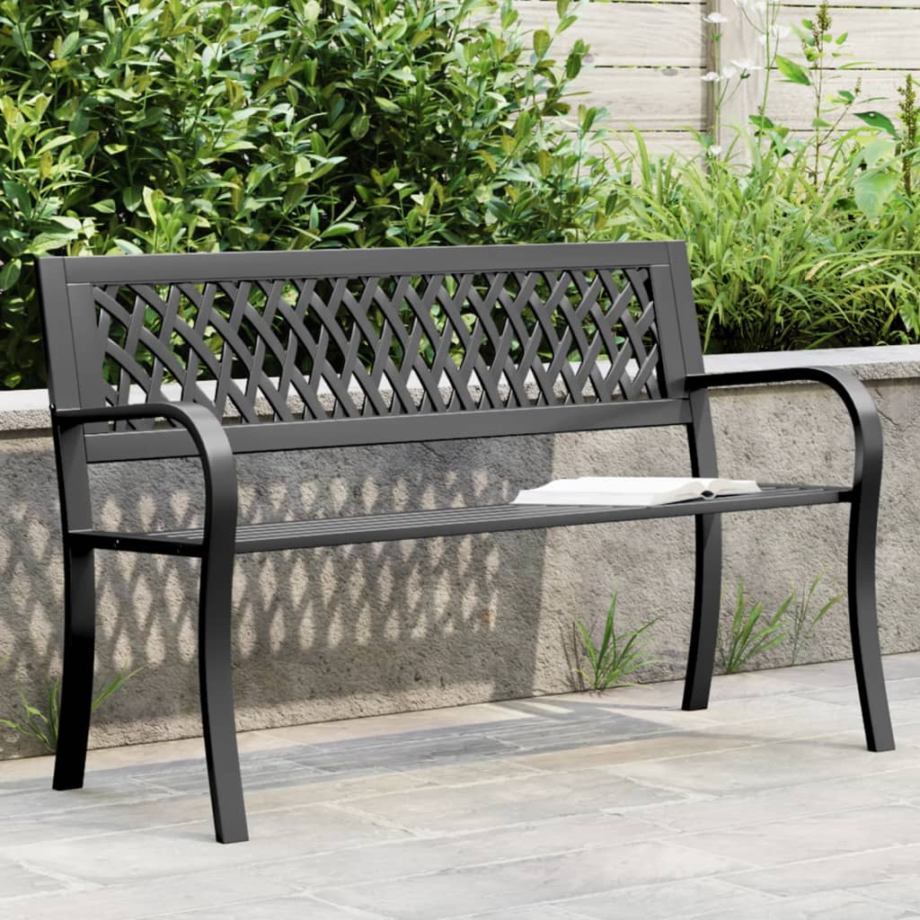 Garden Bench Black 120 Cm Steel