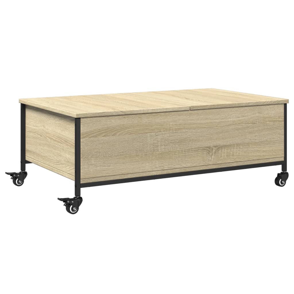 Coffee Table With Wheels 91X55X34 Cm Engineered Wood