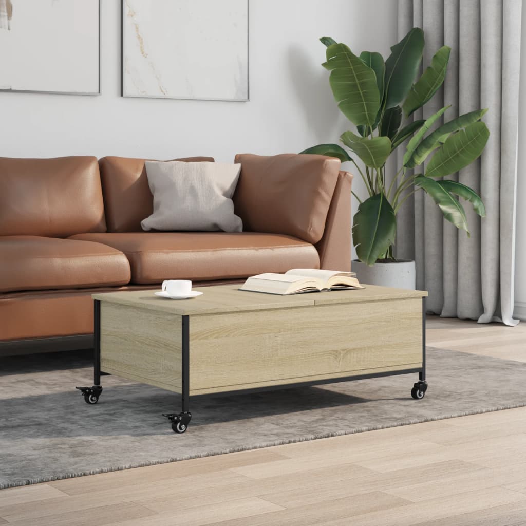 Coffee Table With Wheels 91X55X34 Cm Engineered Wood