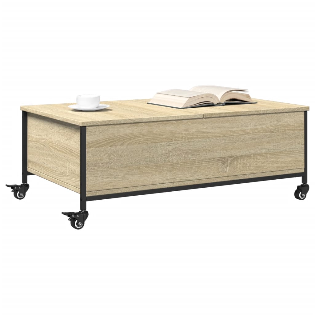 Coffee Table With Wheels 91X55X34 Cm Engineered Wood