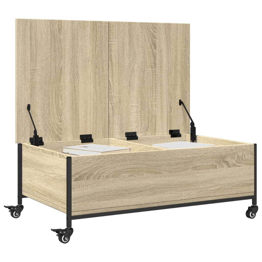 Coffee Table With Wheels 91X55X34 Cm Engineered Wood