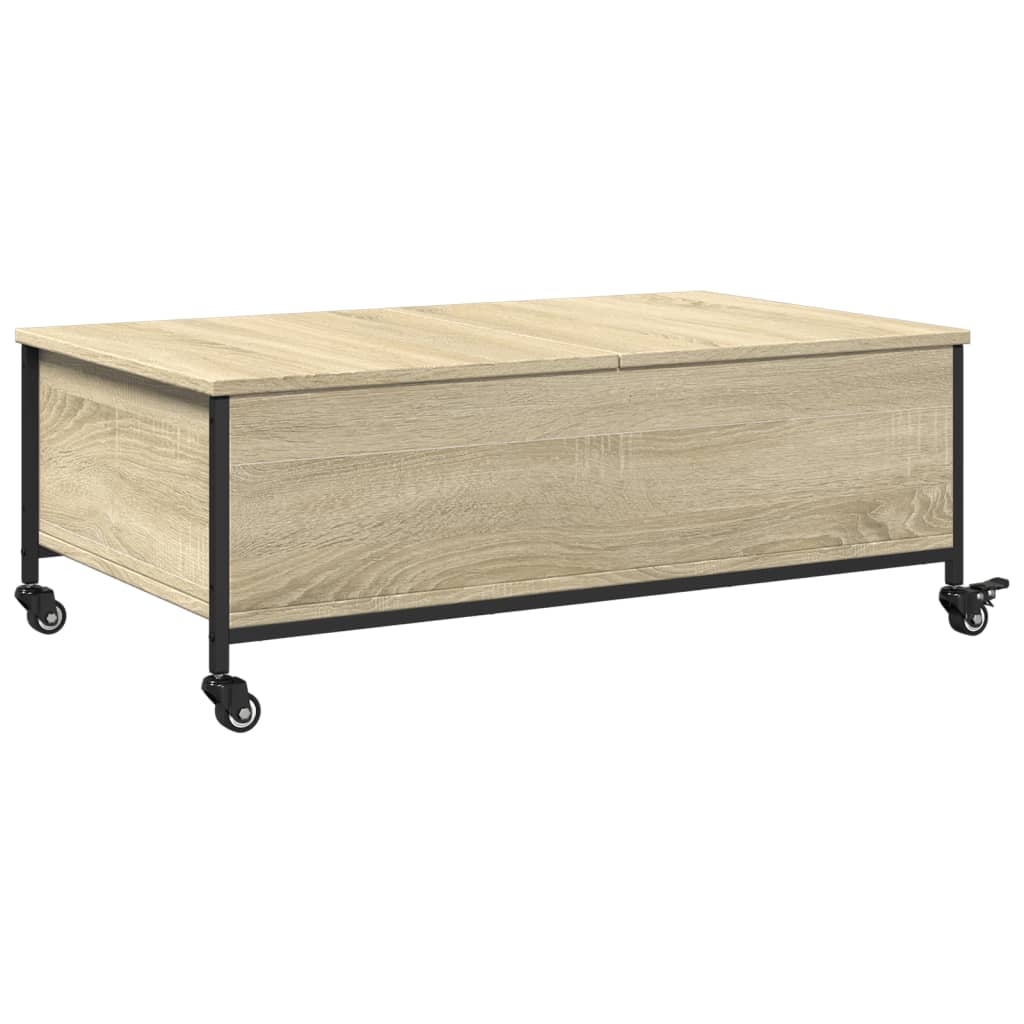 Coffee Table With Wheels 91X55X34 Cm Engineered Wood