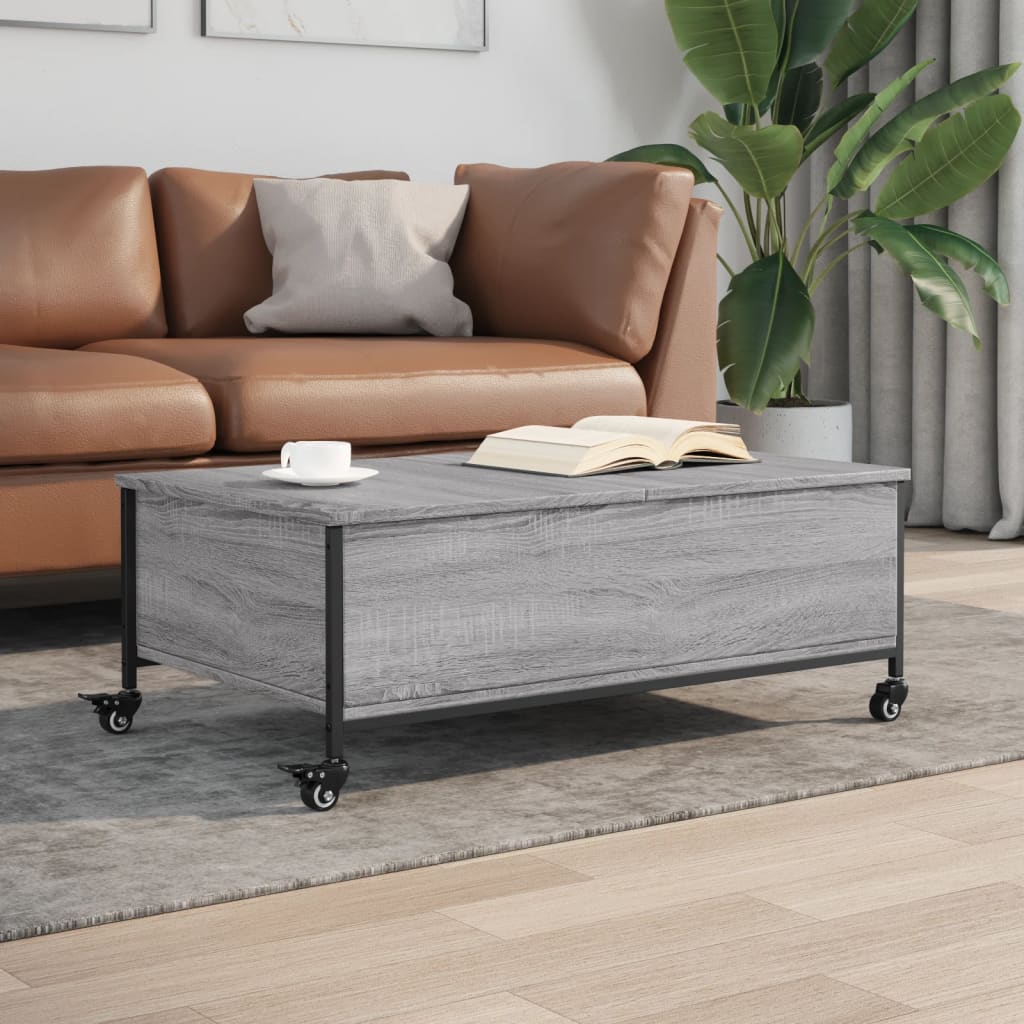Coffee Table With Wheels 91X55X34 Cm Engineered Wood