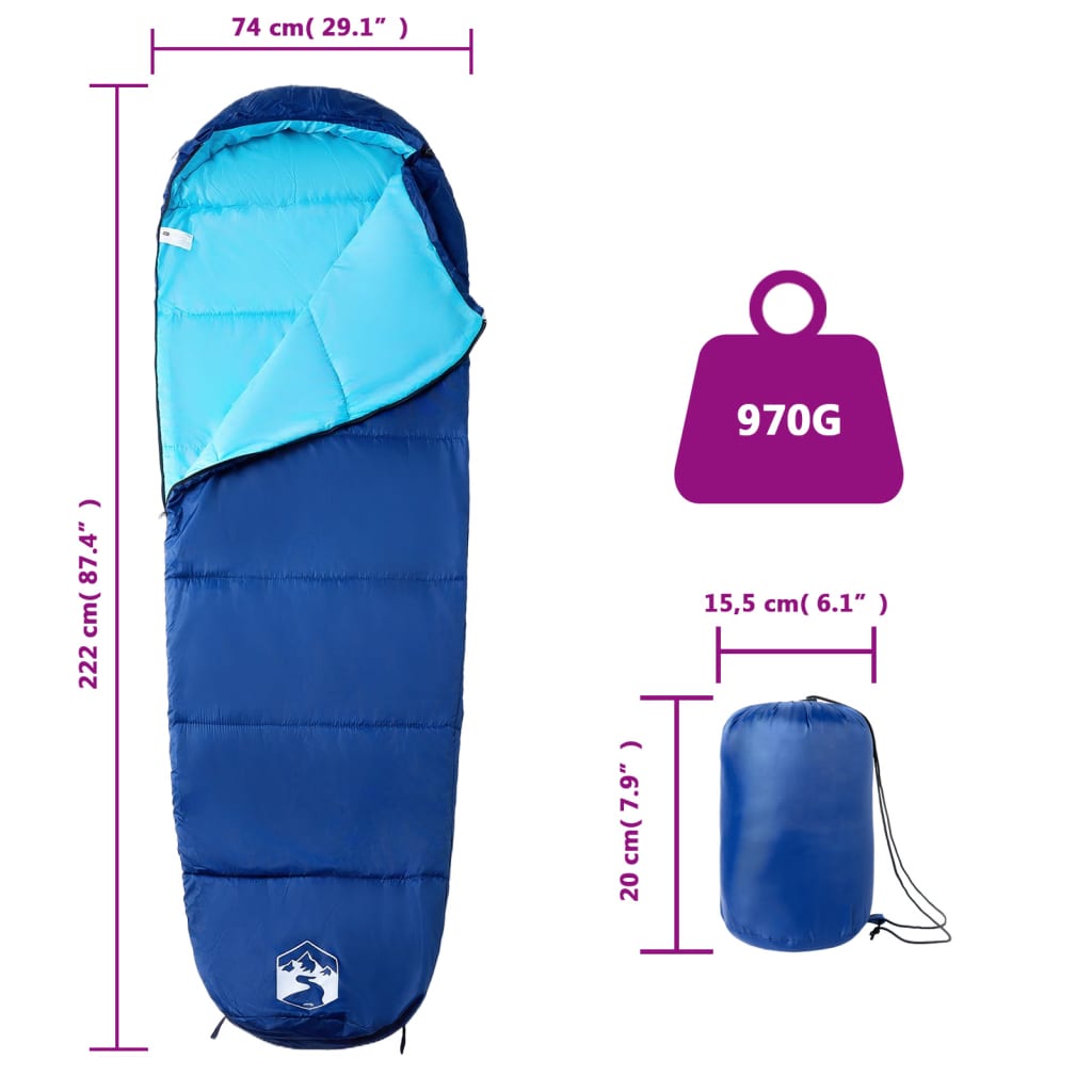 Sleeping Bags Mummy Bag Adults Camping 3 Seasons navy and blue black and red LED