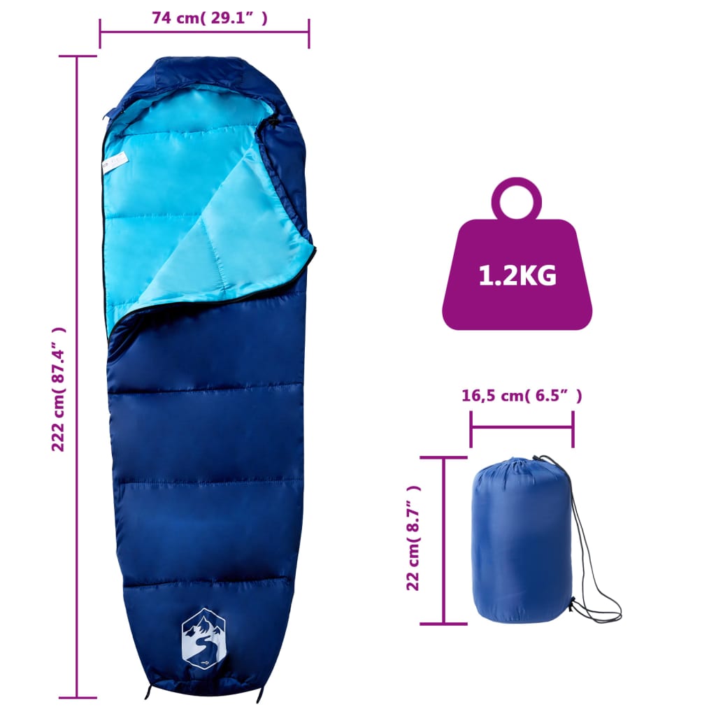 Sleeping Bags Mummy Bag Adults Camping 3 Seasons navy and blue orange and black