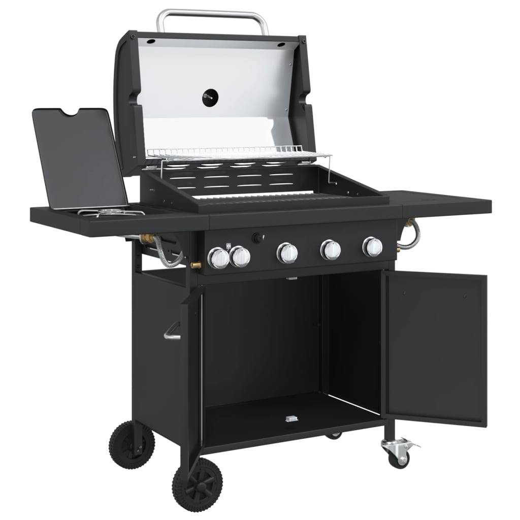 Gas Bbq Grill With Black Powder-Coated Steel