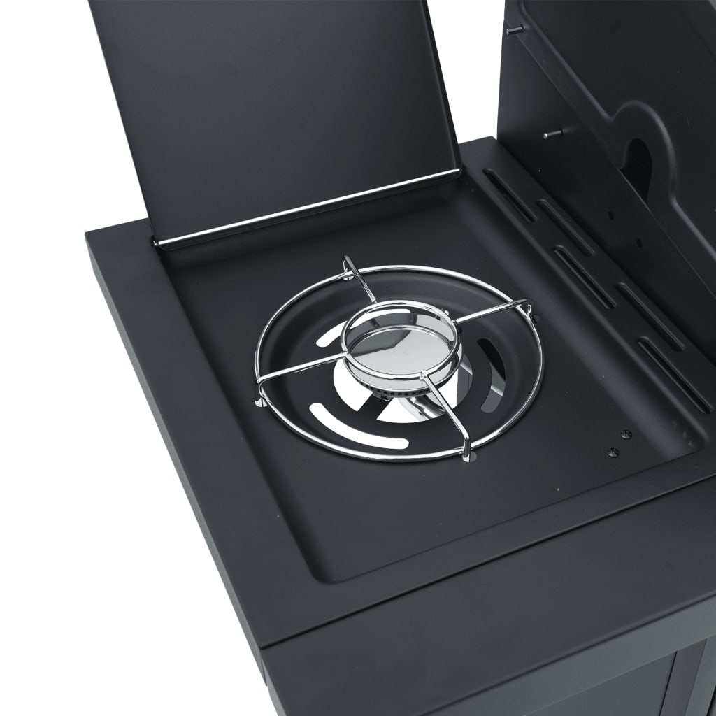 Gas Bbq Grill With Black Powder-Coated Steel