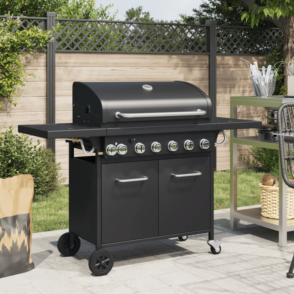 Gas Bbq Grill With Black Powder-Coated Steel
