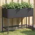 Garden Planters With Shelf 2 Pcs Poly Rattan