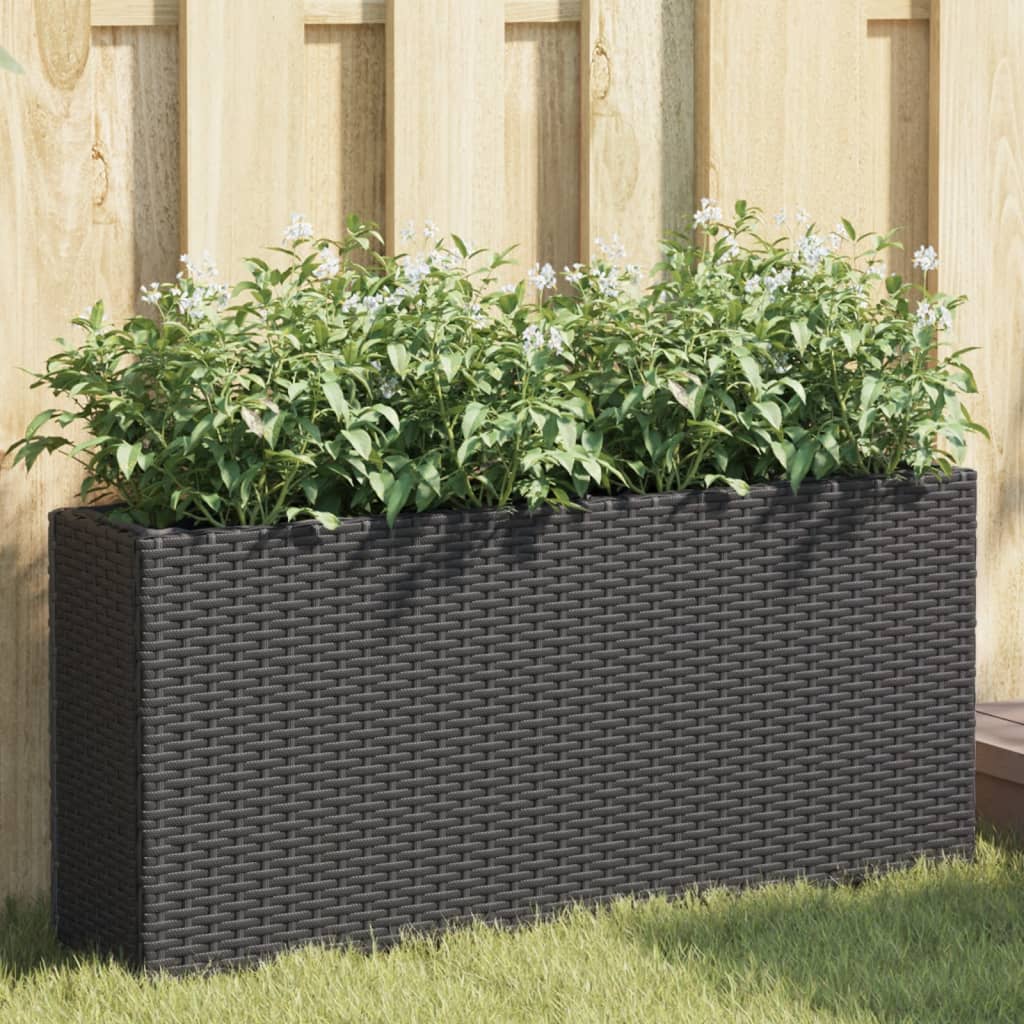 Garden Planters With 2 Pots 2 Pcs 90X20X40 Cm Poly Rattan