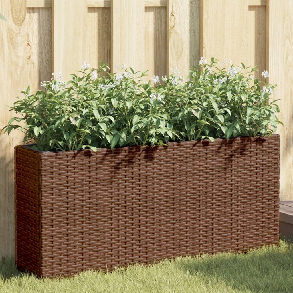 Garden Planters With 2 Pots 2 Pcs 90X20X40 Cm Poly Rattan