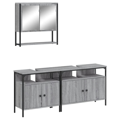 3 Piece Bathroom Furniture Set Engineered Wood