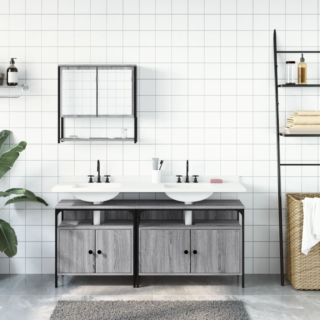 3 Piece Bathroom Furniture Set Engineered Wood