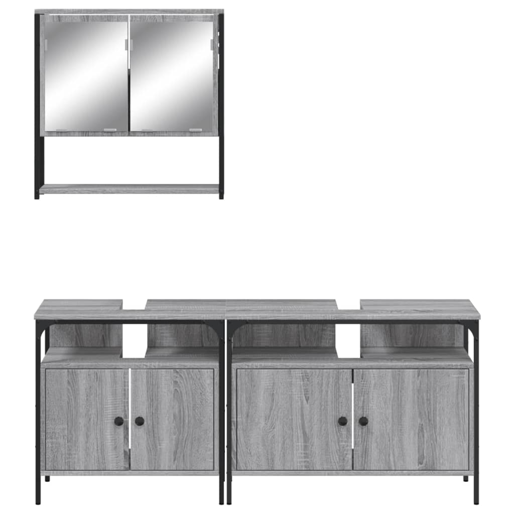 3 Piece Bathroom Furniture Set Engineered Wood