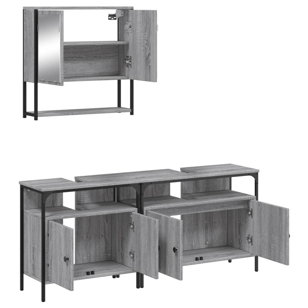 3 Piece Bathroom Furniture Set Engineered Wood