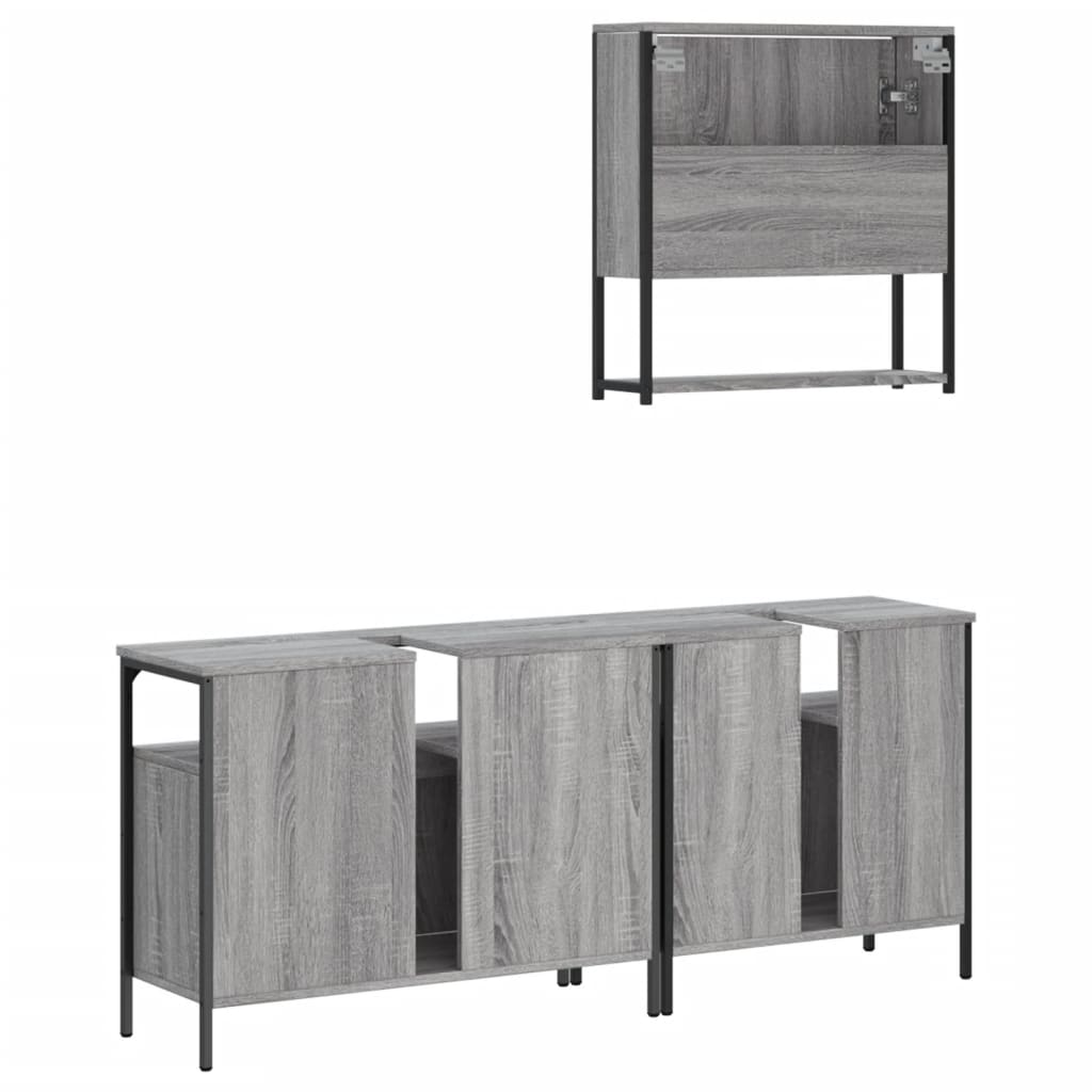 3 Piece Bathroom Furniture Set Engineered Wood