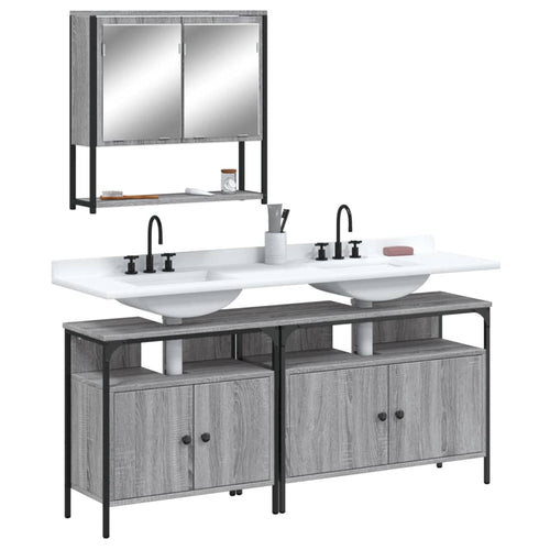 3 Piece Bathroom Furniture Set Engineered Wood