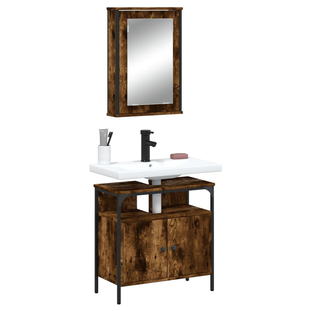 2 Piece Bathroom Furniture Set Engineered Wood