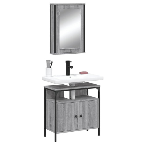 2 Piece Bathroom Furniture Set Engineered Wood