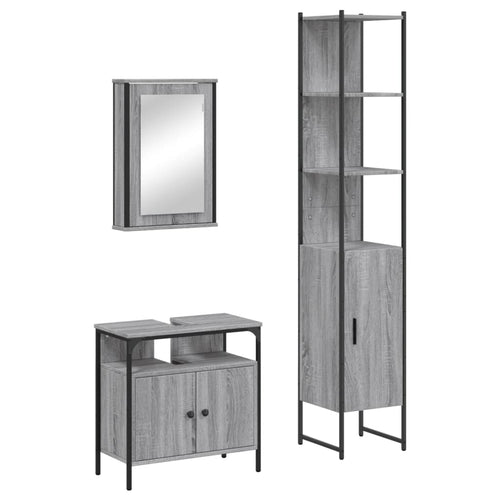 3 Piece Bathroom Furniture Set Engineered Wood