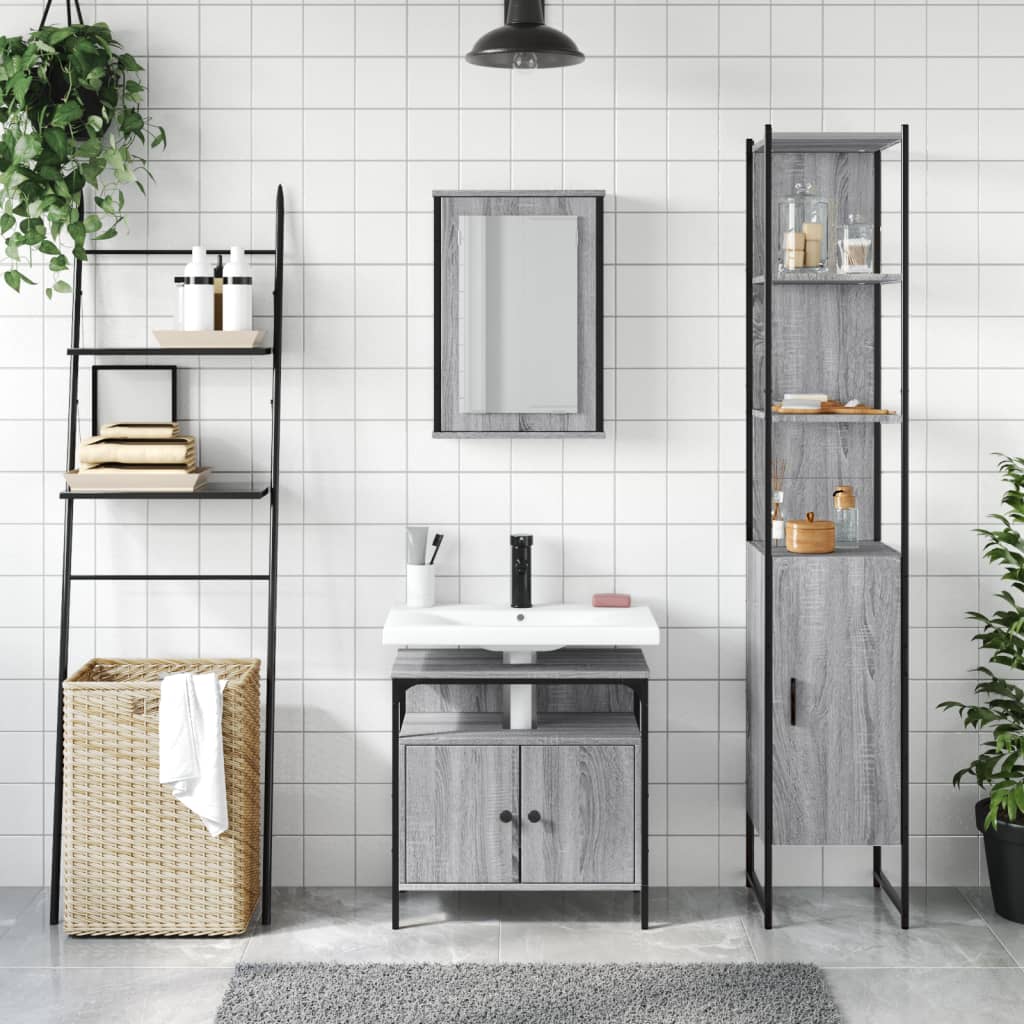 3 Piece Bathroom Furniture Set Engineered Wood
